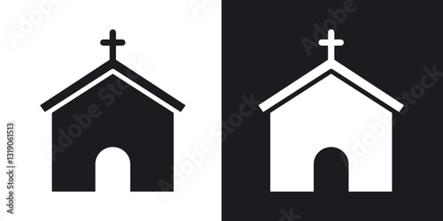 Church icons in solid black and white collection