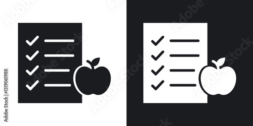 Diet plan icons in solid black and white collection