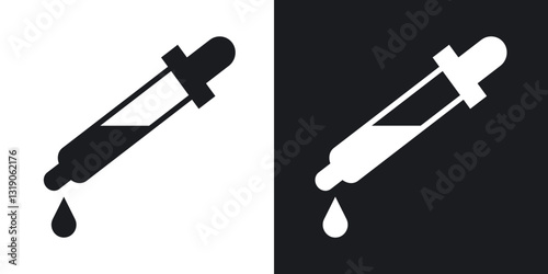 Dropper pipette icons in solid black and white collection
