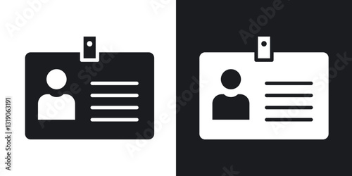 ID badge icons in solid black and white collection