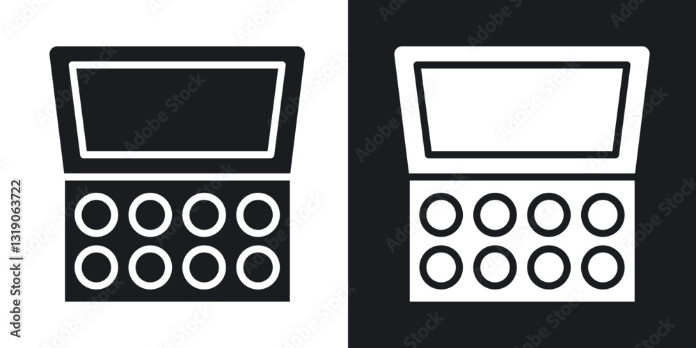 Makeup palette icons in solid black and white collection