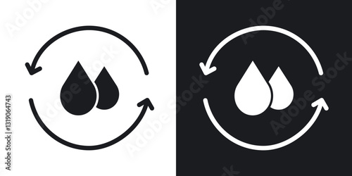 Recycle water icons in solid black and white collection
