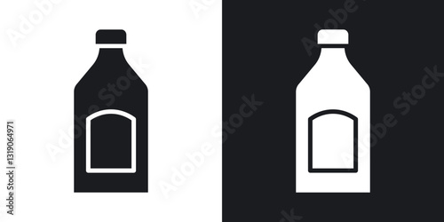 Sauce bottles icons in solid black and white collection