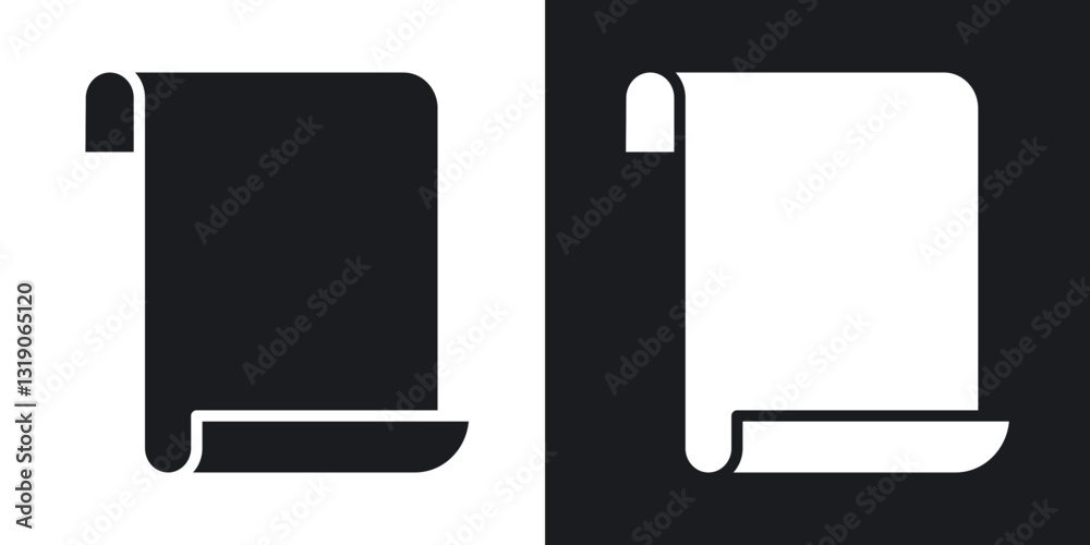 Scroll paper icons in solid black and white collection Scroll paper icons in solid black and white collection
