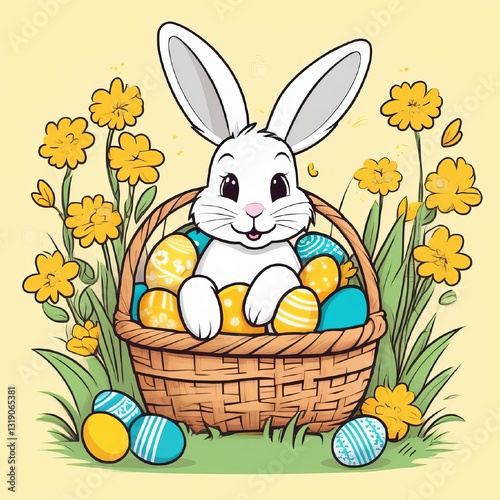 Cute fluffy rabbit. Easter holiday concept