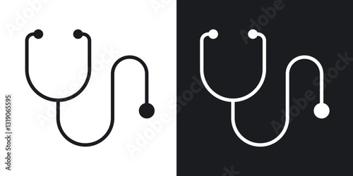 Stethoscope icons in solid black and white collection