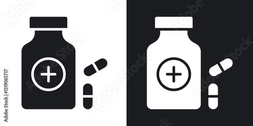 Supplement icons in solid black and white collection