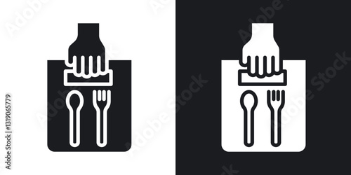 Take away food icons in solid black and white collection