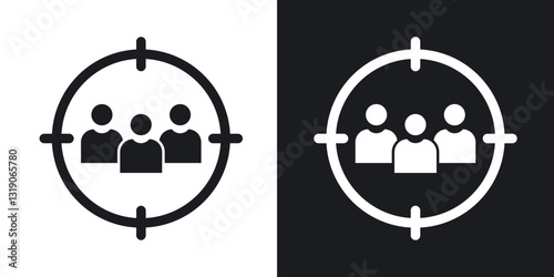 Target audience icons in solid black and white collection