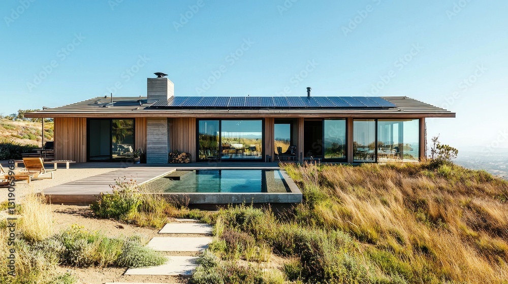 Obraz premium Solar Panels on a Modern Roof