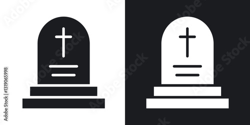 Tombstone icons in solid black and white collection