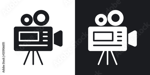 TV camera icons in solid black and white collection