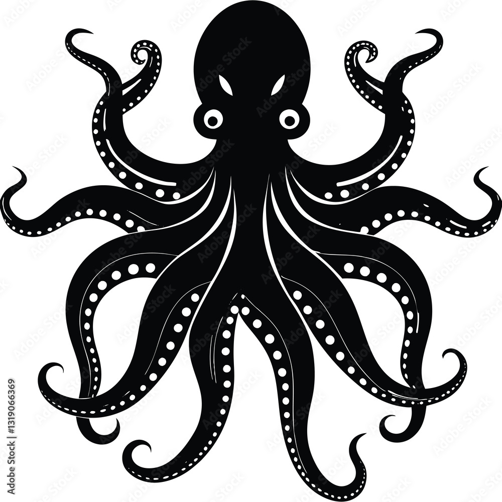 Pieuvre silhouette vector Pieuvre silhouette vector