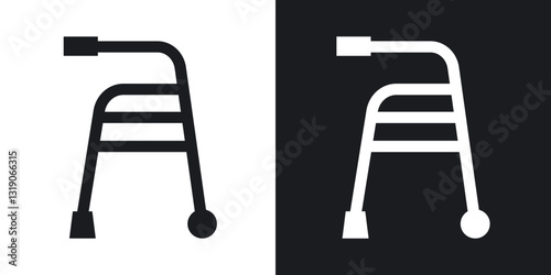 Walker icons in solid black and white collection