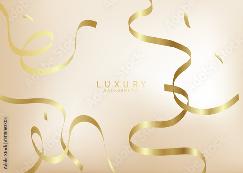 Elegant background with golden ribbon elements