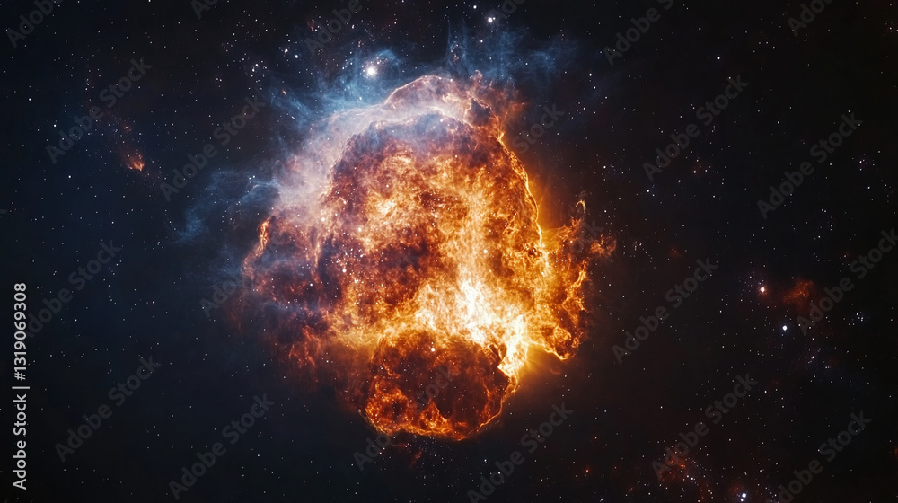 Fototapeta premium Cosmic Ignition, A Stellar Explosion Reveals Nebular Majesty in Space