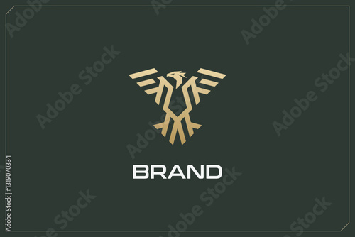 Falcon Digital Animals Logo Design Gold