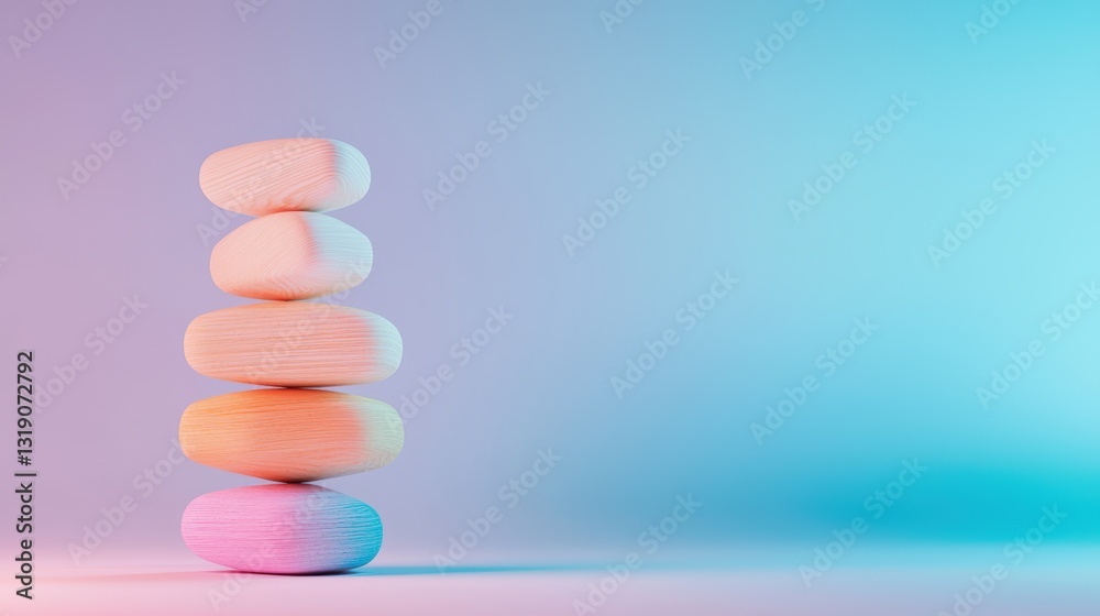 A serene stack of colorful stones against a softly lit gradient background, symbolizing balance and tranquility. A serene stack of colorful stones against a softly lit gradient background, symbolizing balance and tranquility.