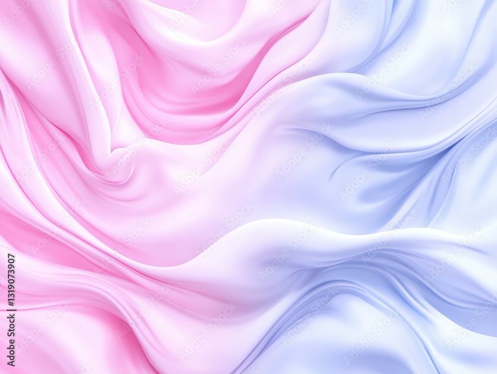 Obraz premium Soft, flowing fabric in pink and blue hues creating a serene background