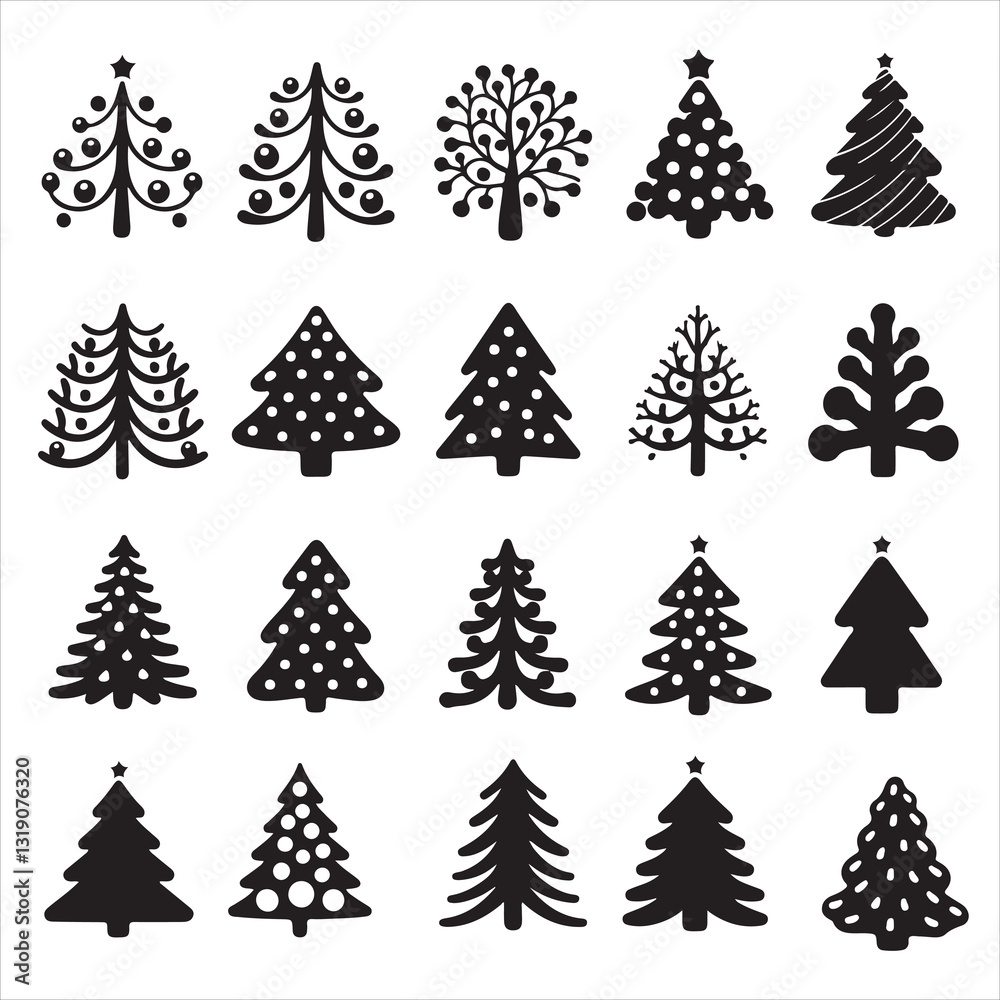 Obraz premium set of Christmas tree silhouette 