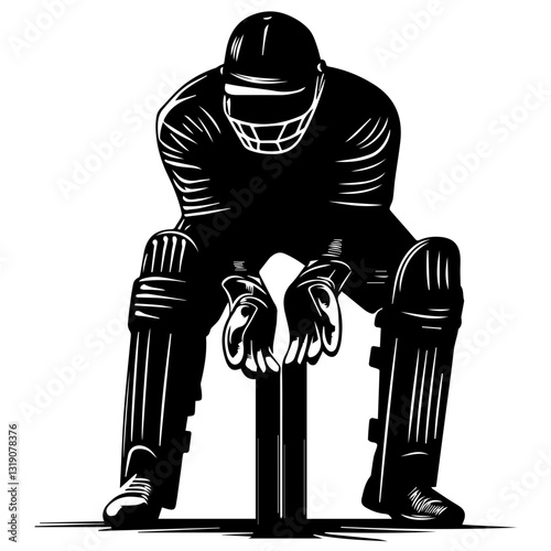 Cricket Fielding Poses Silhouette: High-Quality Vector Graphics for Designers
