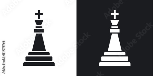 Chess king vector icon set in solid style.