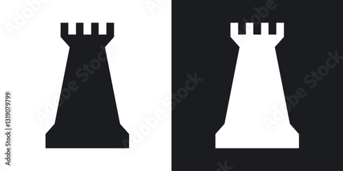 Chess rook vector icon set in solid style.