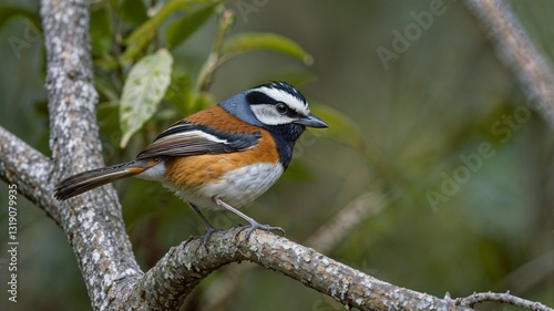 Cape batis (Batis capensis) perched on a tree branch. Wilderness, Garden Route, Western Cape. South Africa photo