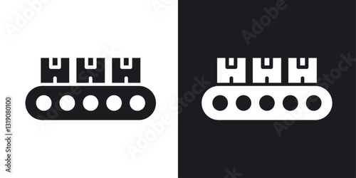 Conveyor belt vector icon set in solid style.