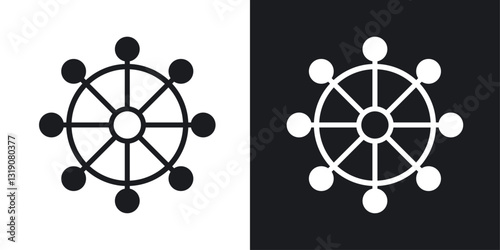 Dharmachakra vector icon set in solid style.