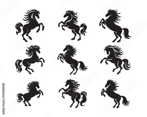 silhouette horse jumping, collection