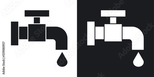 Faucet drip vector icon set in solid style.