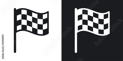 Flag checkered vector icon set in solid style.