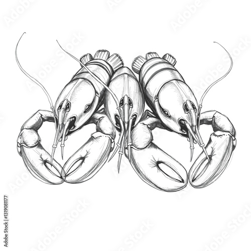 Lobster trio illustration with a lively pose on a white background