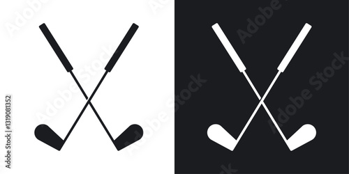 Golf club vector icon set in solid style.