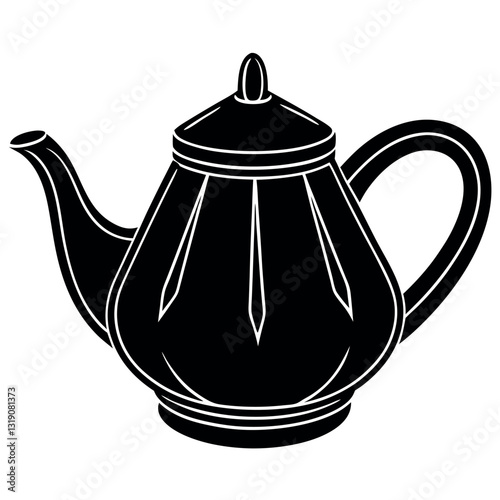 White ceramic teapot isolated on white background with vintage and traditional design