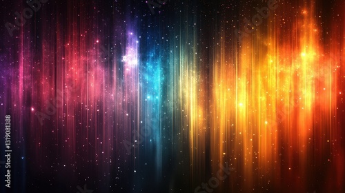 A mesmerizing star-studded galaxy bursts with vibrant hues   blues  greens  yellows  oranges  and reds   creating an awe-inspiring cosmic tapestry that enchants the eye