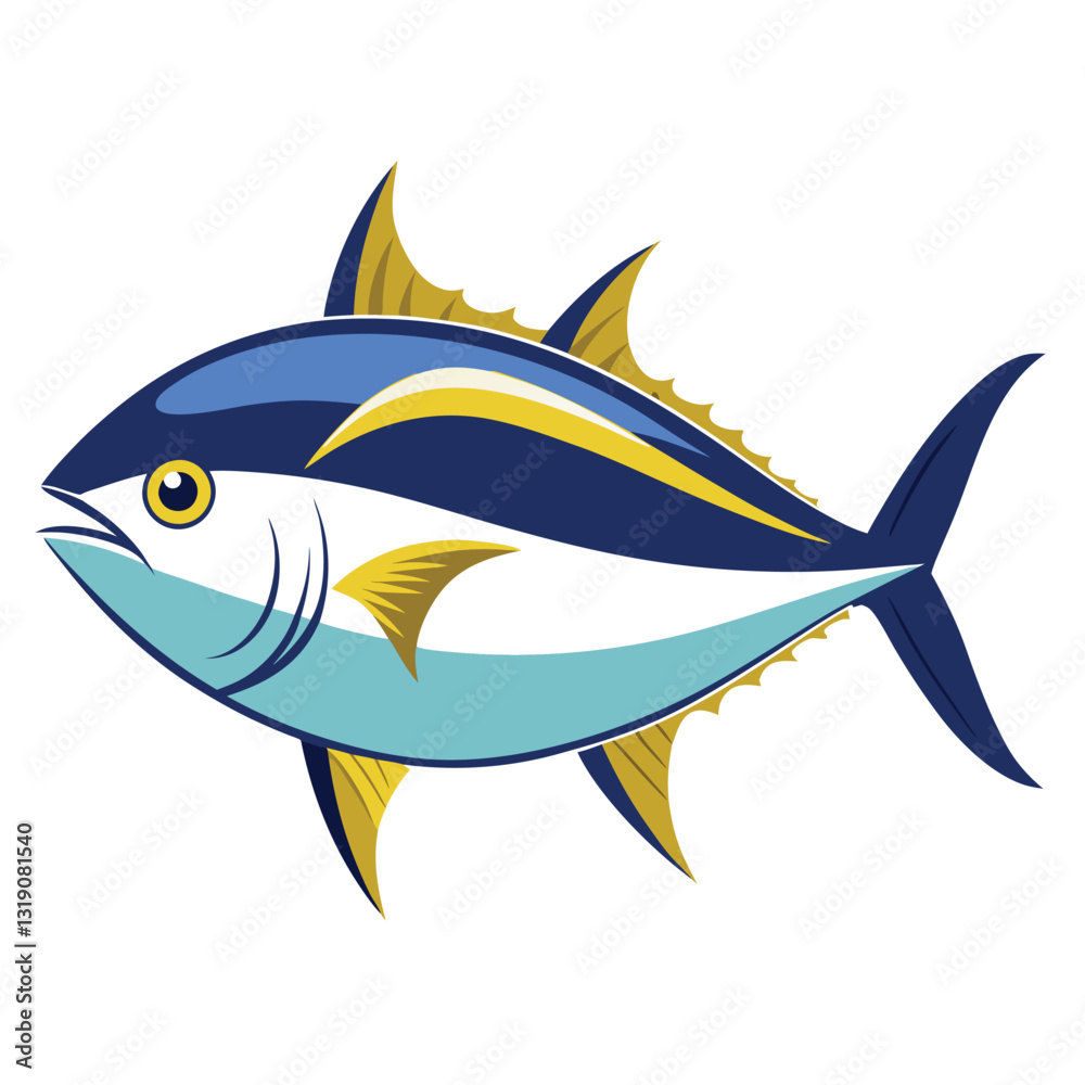 Obraz premium blue-tang-isolated-vector-image-on-a-white-background