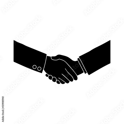Handshake business agreement icon symbolizing partnership deal and collaboration in black vector design