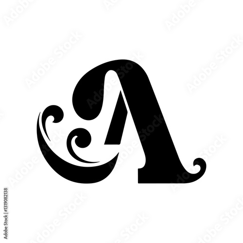 Elegant Gothic Letter A in Decorative Calligraphy Design