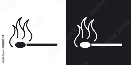 Match fire vector icon set in solid style.