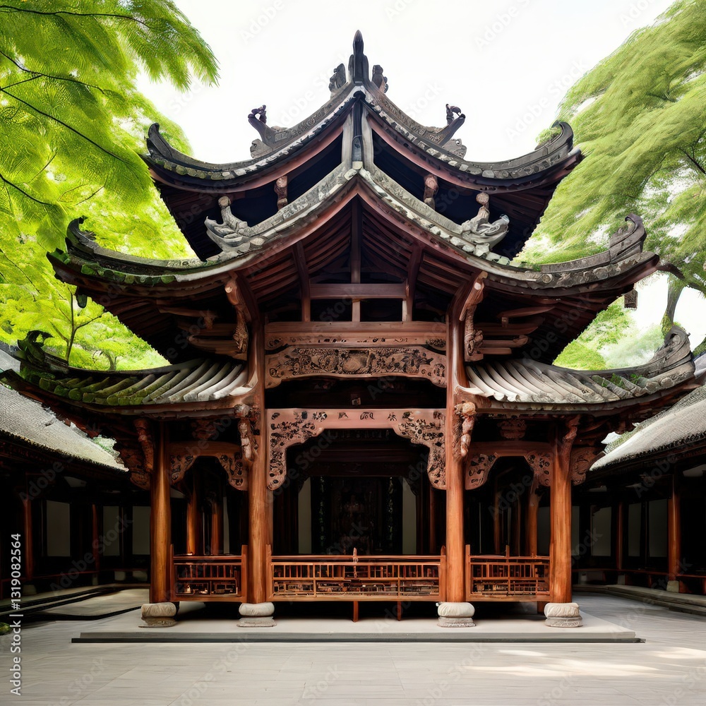 Fototapeta premium an AI Image Generator, Traditional East Asian Temple Architecture