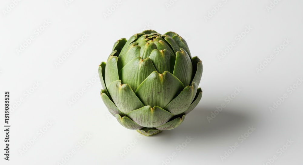 Fototapeta premium Fresh Vibrant Artichoke on White Background