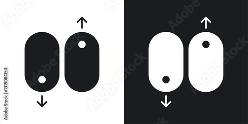 Scroll down up vector icon set in solid style.