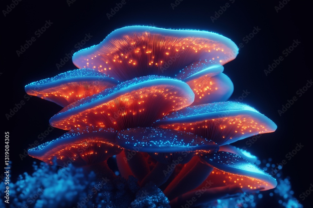Bioluminescent Mushrooms Glowing in the Dark Forest Bioluminescent Mushrooms Glowing in the Dark Forest