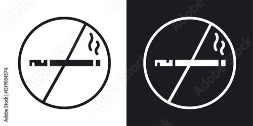 Smoking ban vector icon set in solid style.