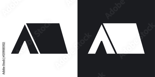 Tent vector icon set in solid style.