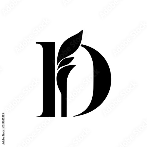 Elegant D logo in black against a white background with a minimalist and modern design, perfect for branding, corporate identity, luxury business, typography, and monogram-based professional logos