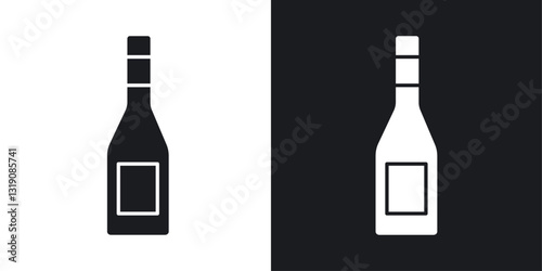 Wine bottle vector icon set in solid style.