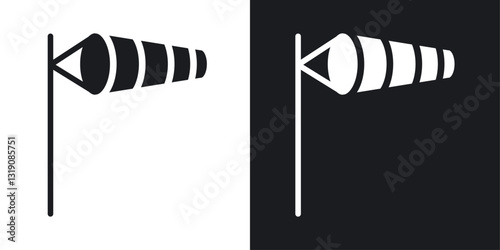 Windsock vector icon set in solid style.